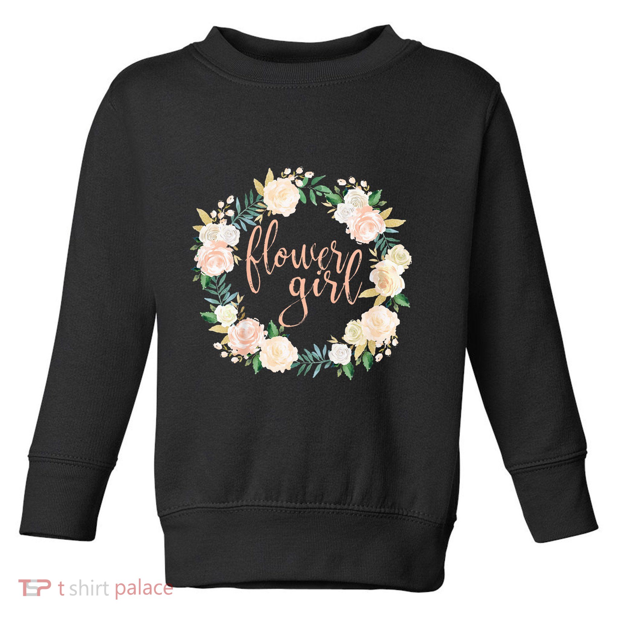 Flower Girl Blush Floral Wreath Wedding Toddler Sweatshirt