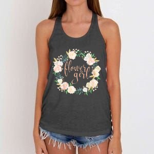 Flower Girl Blush Floral Wreath Wedding Women's Knotted Racerback Tank