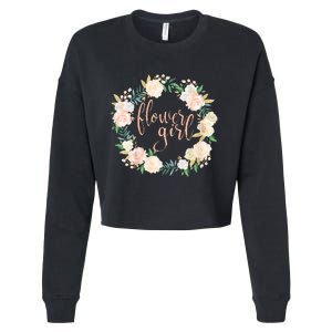 Flower Girl Blush Floral Wreath Wedding Cropped Pullover Crew