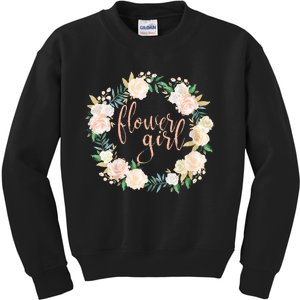 Flower Girl Blush Floral Wreath Wedding Kids Sweatshirt