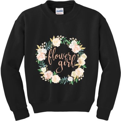Flower Girl Blush Floral Wreath Wedding Kids Sweatshirt