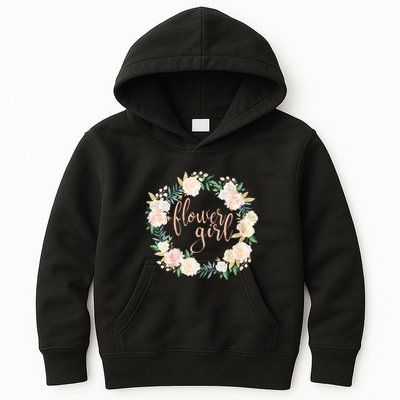 Flower Girl Blush Floral Wreath Wedding Kids Hoodie