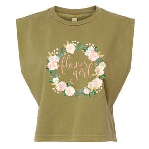 Flower Girl Blush Floral Wreath Wedding Garment-Dyed Women's Muscle Tee