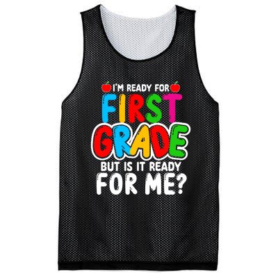 First Grade Back To School Mesh Reversible Basketball Jersey Tank