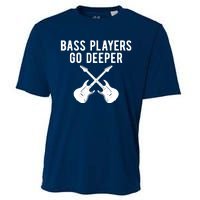 Funny Guitar Bass Players Go Deeper Guitarist Cooling Performance Crew T-Shirt