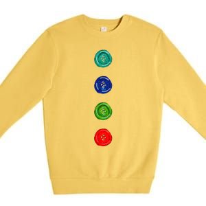 Four Groovy Buttons Blue Halloween Cat Costume Premium Crewneck Sweatshirt