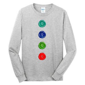 Four Groovy Buttons Blue Halloween Cat Costume Tall Long Sleeve T-Shirt