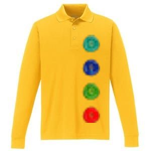 Four Groovy Buttons Blue Halloween Cat Costume Performance Long Sleeve Polo