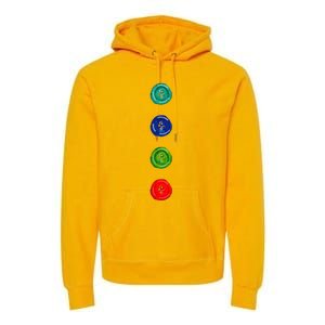 Four Groovy Buttons Blue Halloween Cat Costume Premium Hoodie