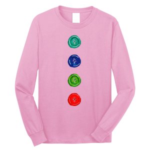 Four Groovy Buttons Blue Halloween Cat Costume Long Sleeve Shirt