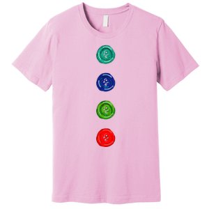 Four Groovy Buttons Blue Halloween Cat Costume Premium T-Shirt