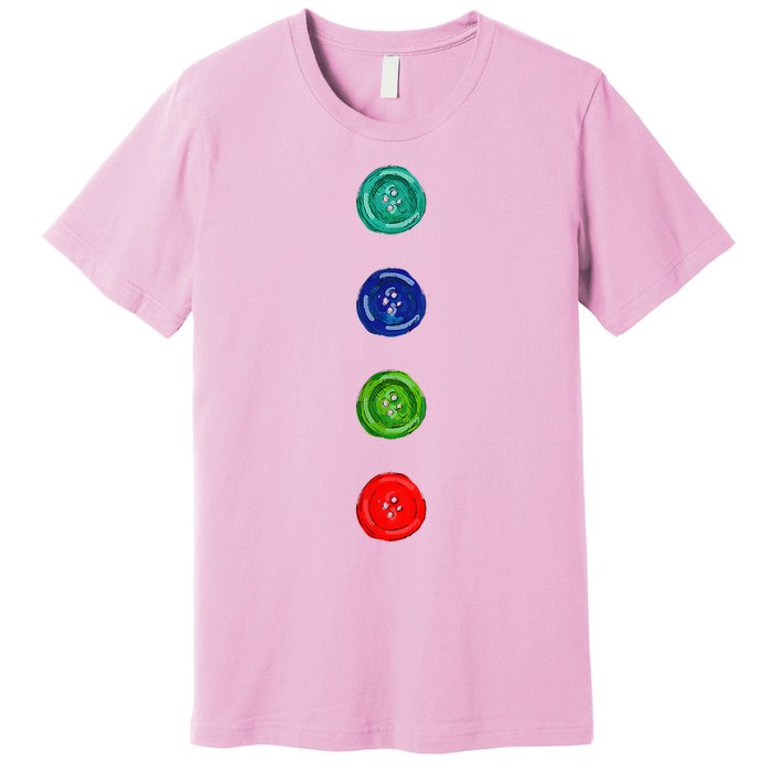 Four Groovy Buttons Blue Halloween Cat Costume Premium T-Shirt