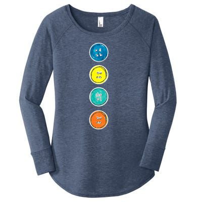 Four Groovy Buttons Blue Cat Funny Halloween Costume Kids Women's Perfect Tri Tunic Long Sleeve Shirt