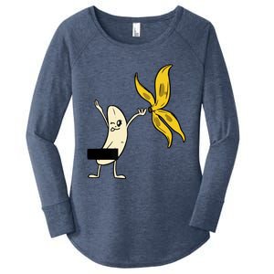 Funny Gift Banana Striptease Censored Naked Women's Perfect Tri Tunic Long Sleeve Shirt