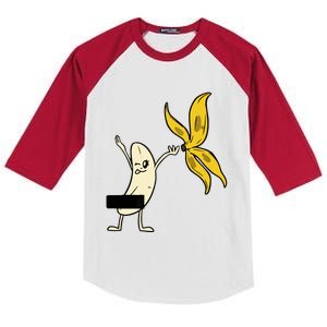 Funny Gift Banana Striptease Censored Naked Kids Colorblock Raglan Jersey