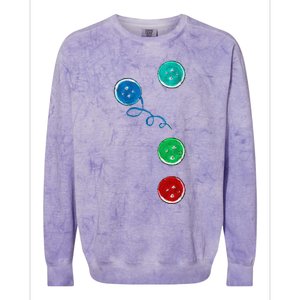 Four Groovy Buttons Blue Cat Funny Halloween Colorblast Crewneck Sweatshirt