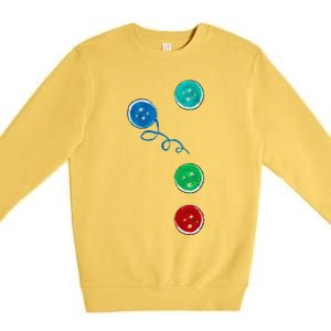 Four Groovy Buttons Blue Cat Funny Halloween Premium Crewneck Sweatshirt