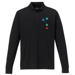 Four Groovy Buttons Blue Cat Funny Halloween Performance Long Sleeve Polo