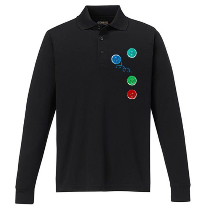 Four Groovy Buttons Blue Cat Funny Halloween Performance Long Sleeve Polo