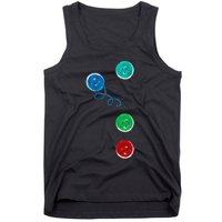 Four Groovy Buttons Blue Cat Funny Halloween Tank Top