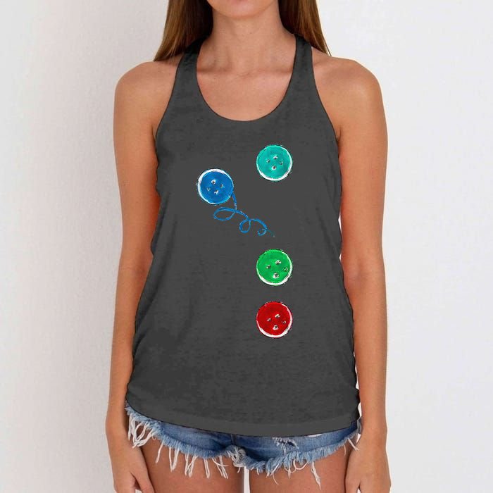 Four Groovy Buttons Blue Cat Funny Halloween Women's Knotted Racerback Tank