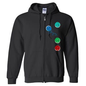 Four Groovy Buttons Blue Cat Funny Halloween Full Zip Hoodie