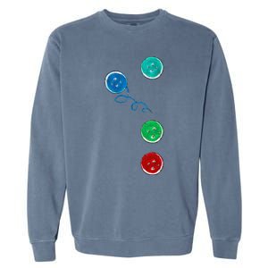 Four Groovy Buttons Blue Cat Funny Halloween Garment-Dyed Sweatshirt