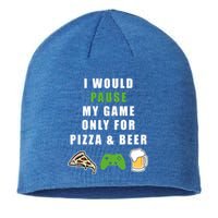 Funny Gaming Beer And Pizza Tee Gift Gamer Video Games Tee Meaningful Gift Sustainable Beanie