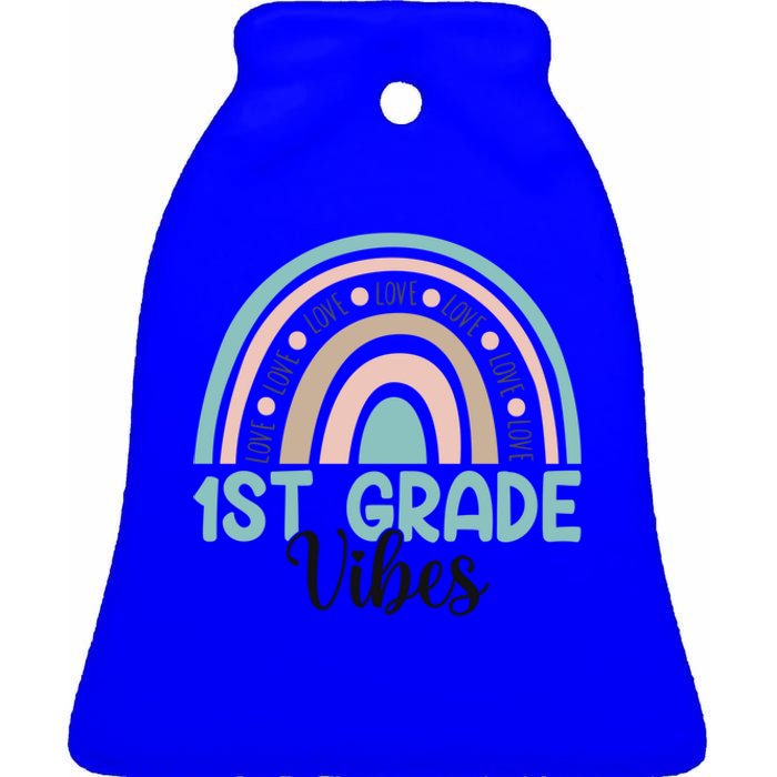 First Grade Back To School 1St Grade Vibes Rainbow Teacher Gift Ceramic Bell Ornament