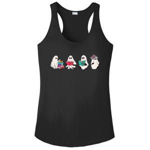 Funny Ghost Book Reading Halloween Books Lover Teacher Ladies PosiCharge Competitor Racerback Tank