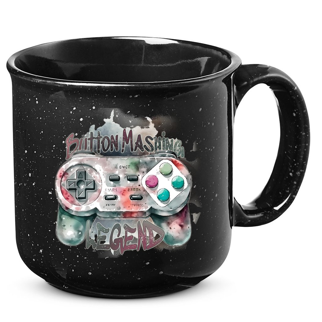 Funny Gamer Button Mashing Legend 15oz Campfire Ceramic Mug