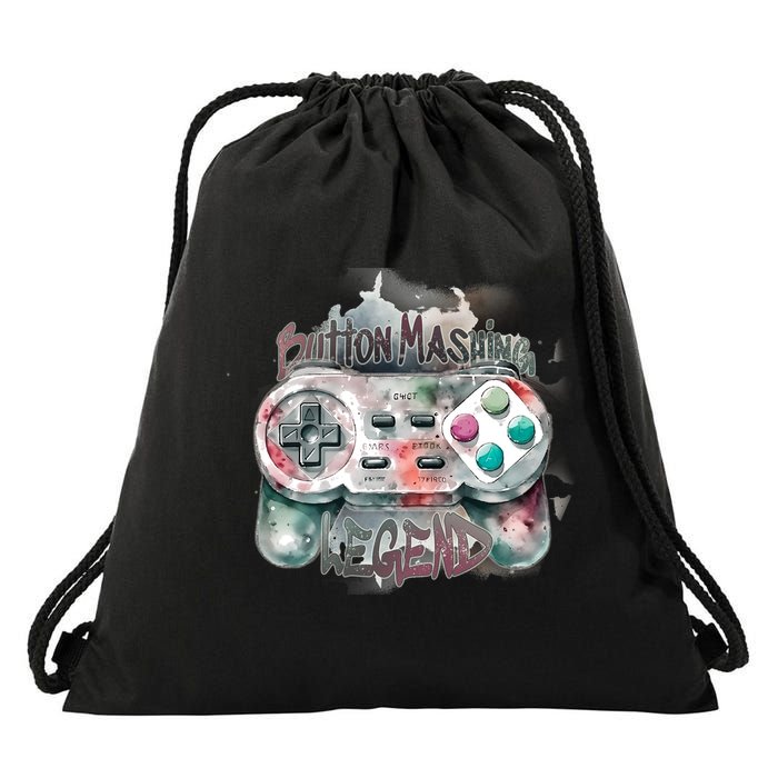 Funny Gamer Button Mashing Legend Drawstring Bag