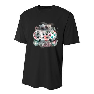 Funny Gamer Button Mashing Legend Youth Performance Sprint T-Shirt