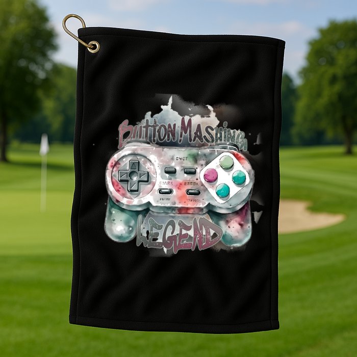 Funny Gamer Button Mashing Legend Golf Towel