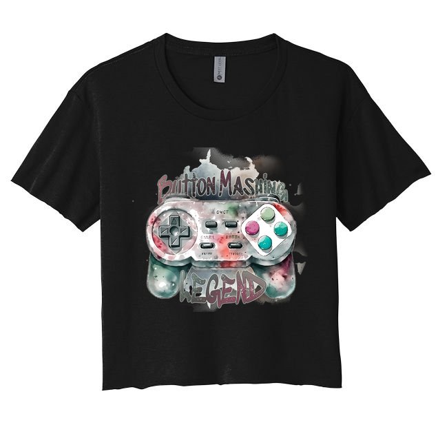 Funny Gamer Button Mashing Legend Crop Top