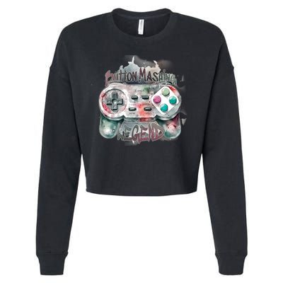 Funny Gamer Button Mashing Legend Cropped Pullover Crew