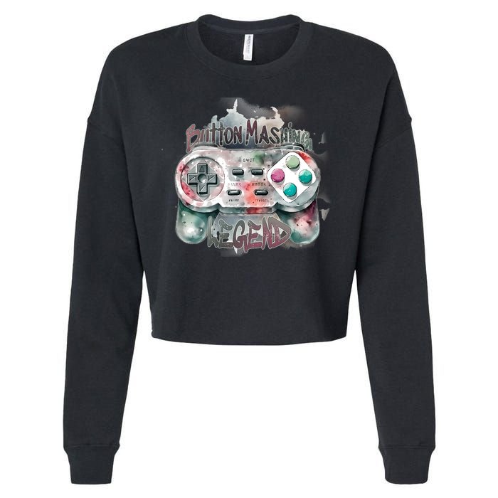 Funny Gamer Button Mashing Legend Cropped Pullover Crew