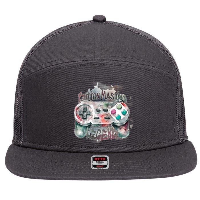 Funny Gamer Button Mashing Legend 7 Panel Mesh Trucker Snapback Hat