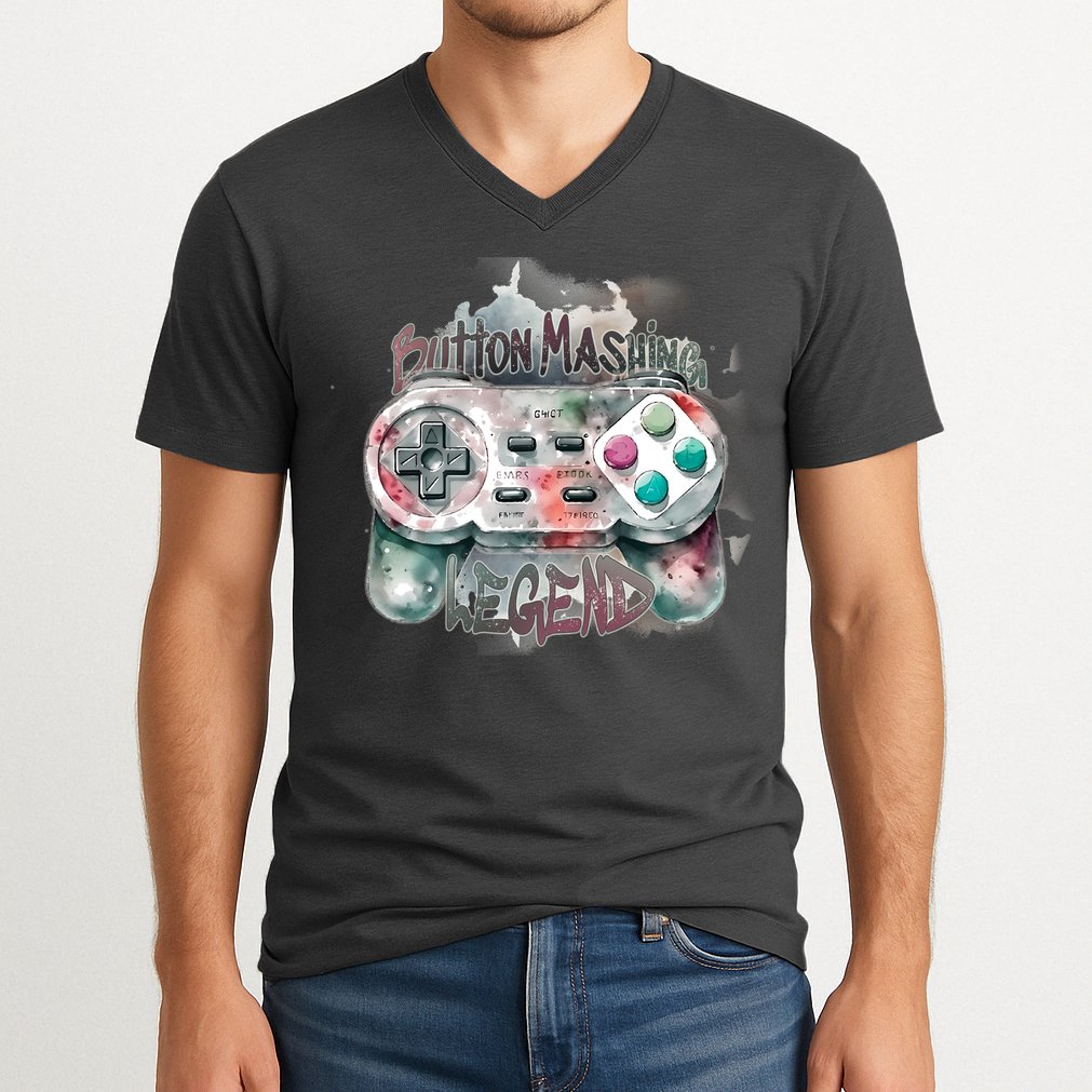 Funny Gamer Button Mashing Legend V-Neck T-Shirt