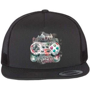 Funny Gamer Button Mashing Legend Flat Bill Trucker Hat