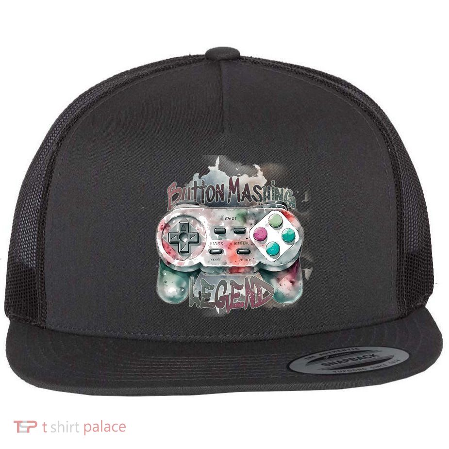 Funny Gamer Button Mashing Legend Flat Bill Trucker Hat