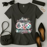 Funny Gamer Button Mashing Legend Women's V-Neck T-Shirt