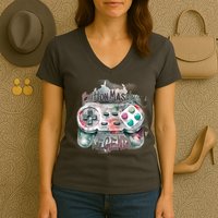 Funny Gamer Button Mashing Legend Women's V-Neck T-Shirt
