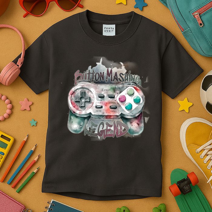 Funny Gamer Button Mashing Legend Kids T-Shirt