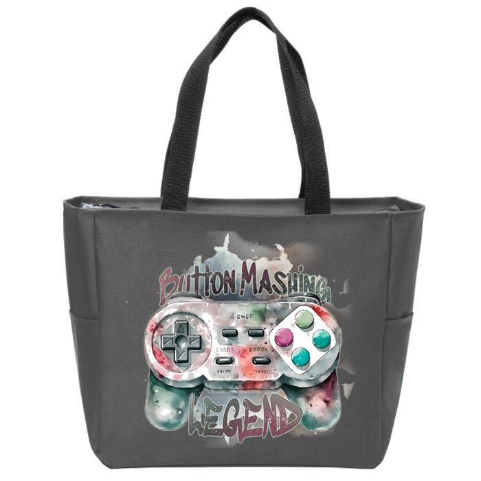 Funny Gamer Button Mashing Legend Zip Tote Bag