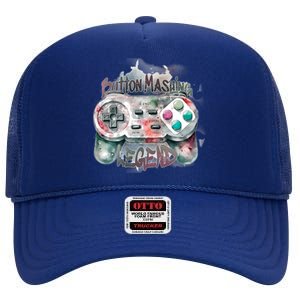 Funny Gamer Button Mashing Legend High Crown Mesh Back Trucker Hat