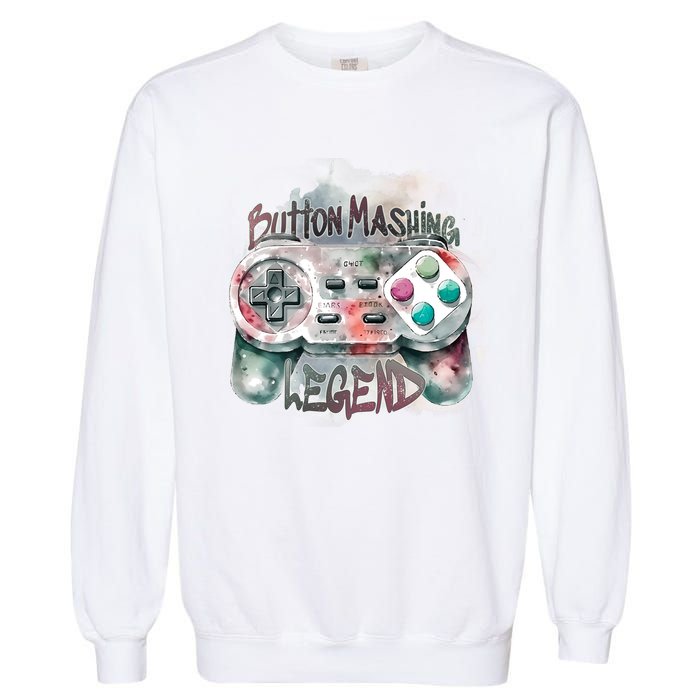 Funny Gamer Button Mashing Legend Garment-Dyed Sweatshirt