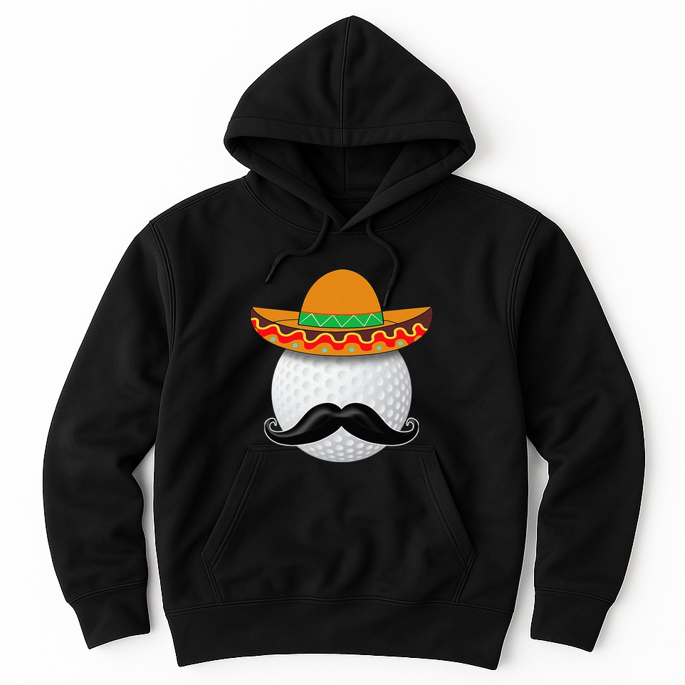 Funny Golf Ball Mustache Mexican Sports Mexico Party Hoodie