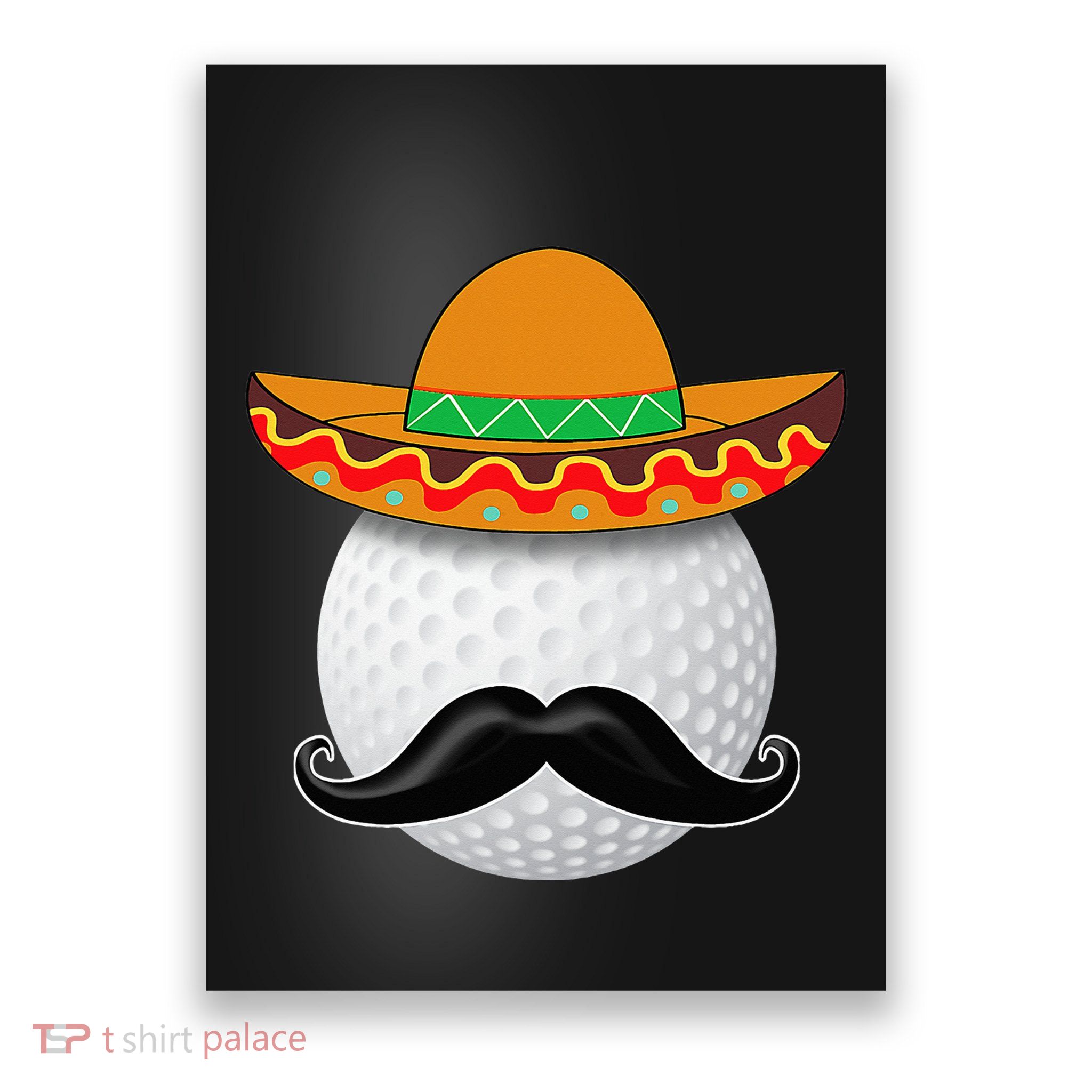 Funny Golf Ball Mustache Mexican Sports Mexico Party Poster