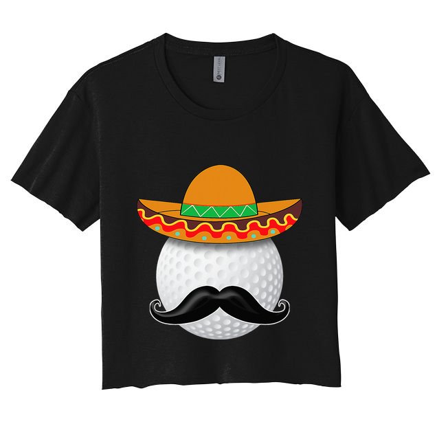 Funny Golf Ball Mustache Mexican Sports Mexico Party Crop Top